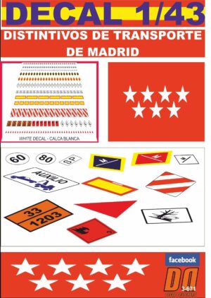 DECAL 1/43 DISTINTIVOS DE TRANSPORTE DE MADRID (01)