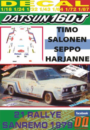 DECAL DATSUN 160J T.SALONEN R.SANREMO 1979 DnF (01)