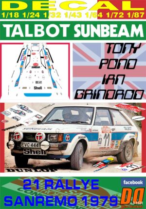DECAL TALBOT SUNBEAM LOTUS T.POND R.SANREMO 1979 4th (01)