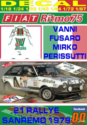 DECAL FIAT RITMO 75 ABARTH V.FUSARO R.SANREMO 1979 12th (01)