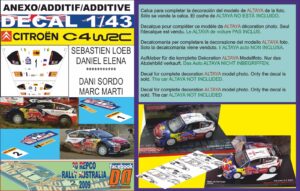 ANEXO DECAL 1/43 CITROEN C4 WRC S.LOEB & D.SORDO R.AUSTRALIA 2009 2nd & 3rd (01)