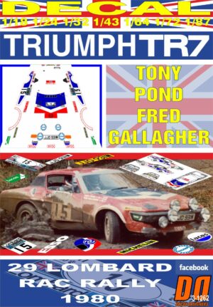 DECAL TRIUMPH TR7 V8 T.POND RAC R. 1980 7th (01)
