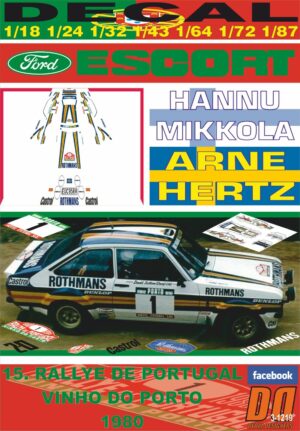DECAL FORD ESCORT RS 1800 MKII H.MIKKOLA R.PORTUGAL 1980 DnF (01)