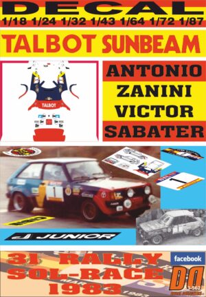 DECAL TALBOT SUNBEAM LOTUS A.ZANINI R.SOL-RACE 1983 DnF (01)