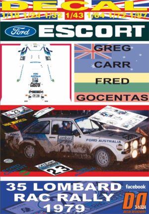 DECAL FORD ESCORT RS 1800 MKII G.CARR RAC R. 1979 10th (01)