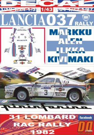 DECAL LANCIA 037 RALLY M.ALEN RAC R. 1982 4th (01)