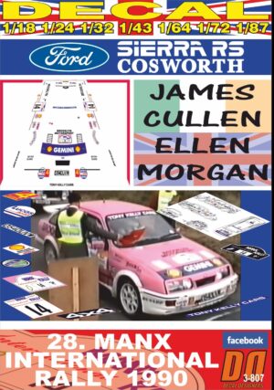 DECAL FORD SIERRA RS COSWORTH J.CULLEN MANX INTER. R. 1990 4th (01)