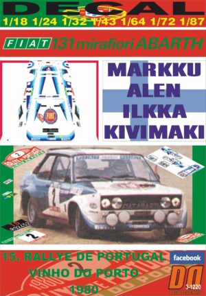 DECAL FIAT 131 ABARTH M.ALEN R.PORTUGAL 1980 2nd (01)
