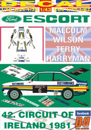DECAL FORD ESCORT RS 1800 MKII M.WILSON C.OF IRELAND 1981 DnF (01)