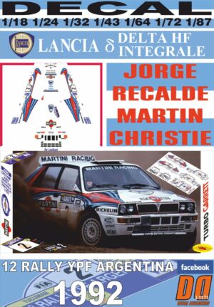 DECAL LANCIA DELTA HF INTEGRALE J.RECALDE R.ARGENTINA 1992 DnF (01)