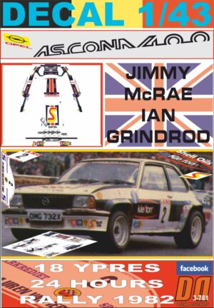 DECAL 1/43 OPEL ASCONA 400 JIMMY McRAE YPRES R. 1982 3rd (01)