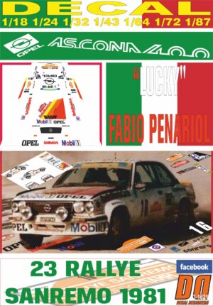 DECAL OPEL ASCONA 400 LUCKY R.SANREMO 1981 5th (01)