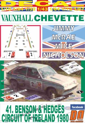 DECAL VAUXHALL CHEVETTE 2300 HS J.MCRAE C.OF IRELAND 1980 WINNER (01)