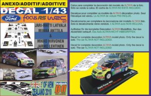 ANEXO DECAL 1/43 FORD FOCUS LATVALA & HIRVONEN R.NEW ZEALAND 2010 1st & 4th (01)