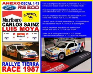 ANEXO DECAL 1/43 FORD RS 200 CARLOS SAINZ RALLYE RACE 1987 (01)
