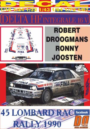 DECAL LANCIA DELTA INTEGRALE 16V R.DROOGMANS RAC R. 1990 5th (01)