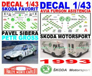 DECAL 1/43 SET SKODA MOTORSPORT 1993 (01)
