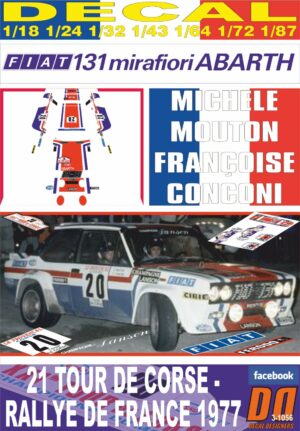 DECAL FIAT 131 ABARTH M.MOUTON TOUR DE CORSE 1977 8th