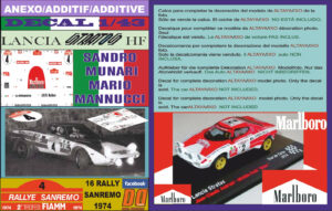 ANEXO DECAL 1/43 LANCIA STRATOS A.BALLESTRIERI R.SANREMO 1974 DnF (01)