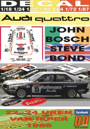 DECAL AUDI QUATTRO A2 JOHN BOSCH YPRES 24 HOURS R. 1986 DnF (01)