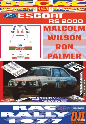 DECAL FORD ESCORT RS 2000 MK II M.WILSON RAC R. 1977 12nd (01)
