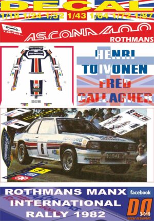 DECAL OPEL ASCONA 400 ROTHMANS HENRI TOIVONEN MANX R. 1982 DnF (01)