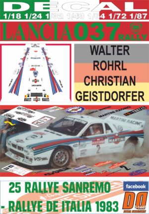 DECAL LANCIA 037 RALLY W.ROHRL R. SANREMO 1983 2nd (01)