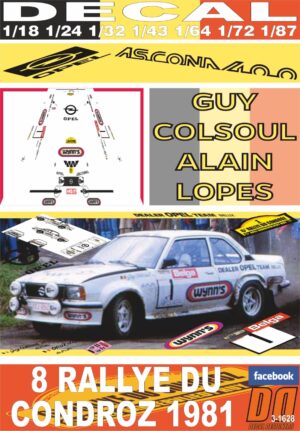 DECAL OPEL ASCONA 400 G.COLSOUL R. DU CONDROZ 1981 2nd (01)