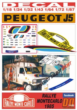 DECAL PEUGEOT J5 - PEUGEOT ASSISTANCE RALLYE MONTECARLO 1985 (01)