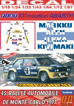 DECAL FIAT 131 ABARTH M.ALEN R.MONTECARLO 1977 DnF (01)