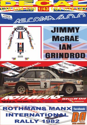 DECAL OPEL ASCONA 400 ROTHMANS JIMMY MCRAE MANX R. 1982  WINNER (01)