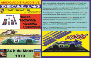 ANEXO DECAL 1/43 PORSCHE 917 PSYCHEDELIC MARTINI WILLY KAUHSEN LEMANS 1970 (01)