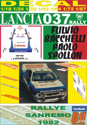 DECAL LANCIA 037 RALLY F.BACHELLI R. SANREMO 1982 DnF (01)