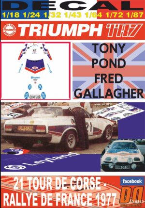 DECAL TRIUMPH TR7 TONY POND TOUR DE CORSE 1977 DnF (01)