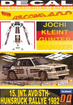 DECAL OPEL ASCONA 400 J.KLEINT HUNSRUCK R. 1982 2nd (01)