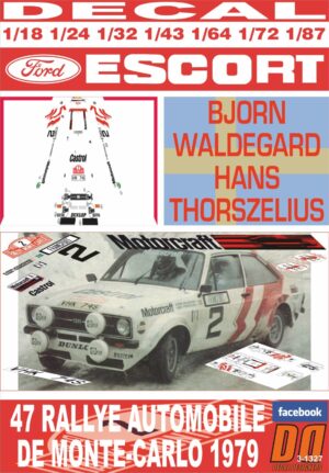 DECAL FORD ESCORT RS 1800 MKII B.WALDEGARD R.MONTECARLO 1979 2nd (01)