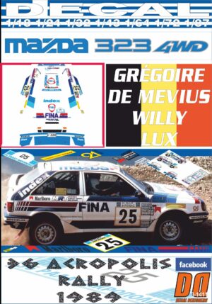 DECAL MAZDA 323 4WD G.DE MEVIUS ACROPOLIS R. 1989 DnF (01)