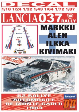DECAL LANCIA 037 RALLY M.ALEN R.MONTECARLO 1984 8th (01)