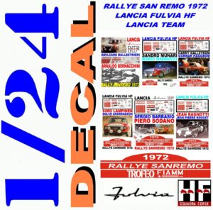 DECAL KIT 1/24 SET RALLYE SAN REMO 1972 LANCIA FULVIA HF LANCIA TEAM (01)