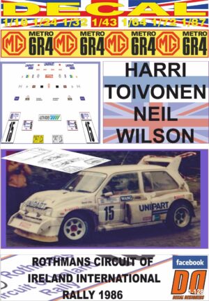 DECAL MG METRO 6R4 HARRI TOIVONEN CIRCUIT OF IRELAND R.1986 DnF (01)
