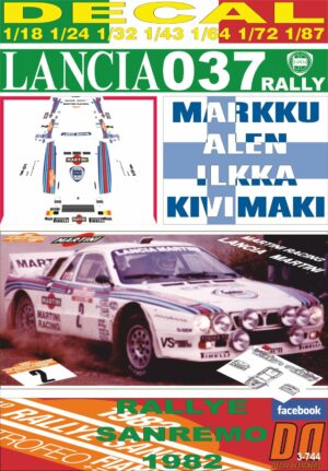 DECAL LANCIA 037 RALLY MARKKU ALEN R. SANREMO 1982 DnF (01)