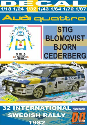 DECAL AUDI QUATTRO S.BLOMQVIST SWEDISH R. 1982 WINNER (01)