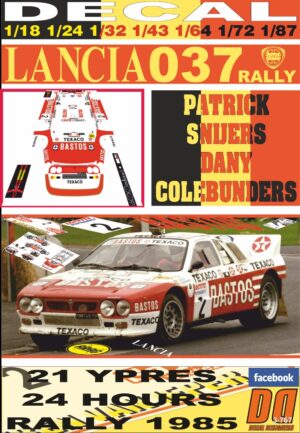 DECAL LANCIA 037 RALLY P.SNIJERS YPRES 24 R. 1985 4th (01)