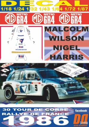 DECAL MG METRO 6R4 M.WILSON TOUR DE CORSE 1986 DnF (01)