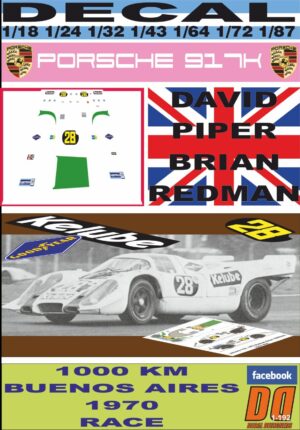 DECAL PORSCHE 917K PIPER - REDMAN 1000 KM BUENOS AIRES RACE (01)