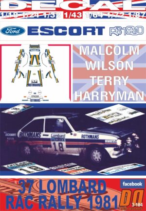 DECAL FORD ESCORT RS 1800 MKII M. WILSON RAC R. 1981 DnF (01)
