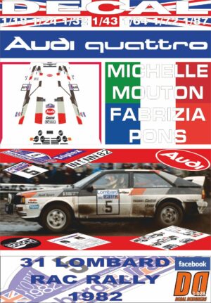 DECAL AUDI QUATTRO M.MOUTON RAC R. 1982 2nd (01)