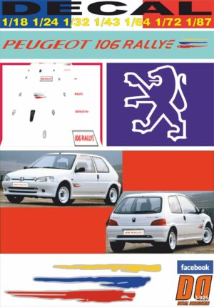 DECAL PEUGEOT 106 RALLYE PHASE II 1996 (01)