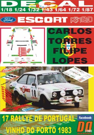 DECAL FORD ESCORT RS 1800 MKII C.TORRES R. DE PORTUGAL 1983 DnF (01)