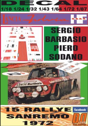 DECAL LANCIA FULVIA HF SERGIO BARBASIO RALLYE SANREMO 1972 DnF (01)